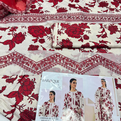 BAROUQE Lawn Embroidered & Printed 3 Piece Dress