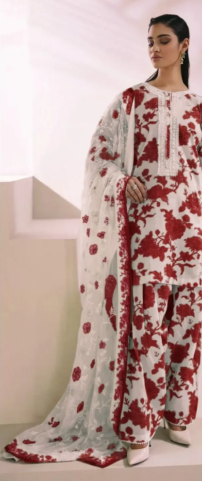 BAROUQE Lawn Embroidered & Printed 3 Piece Dress
