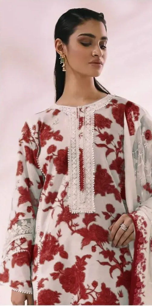BAROUQE Lawn Embroidered & Printed 3 Piece Dress