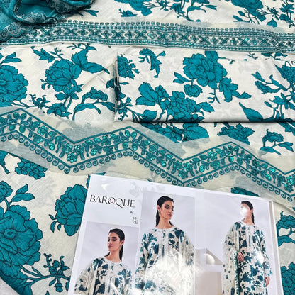 BAROUQE Lawn Embroidered & Printed 3 Piece Dress