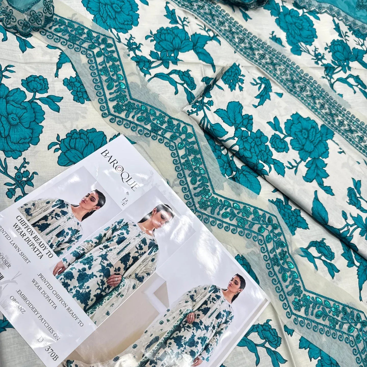 BAROUQE Lawn Embroidered & Printed 3 Piece Dress