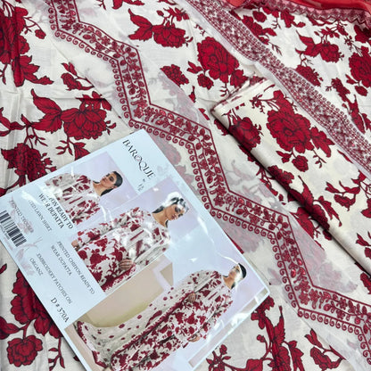 BAROUQE Lawn Embroidered & Printed 3 Piece Dress