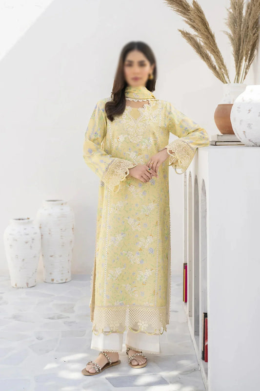 Baroque Chikankari Embroidered & printed lawn 3 piece dress