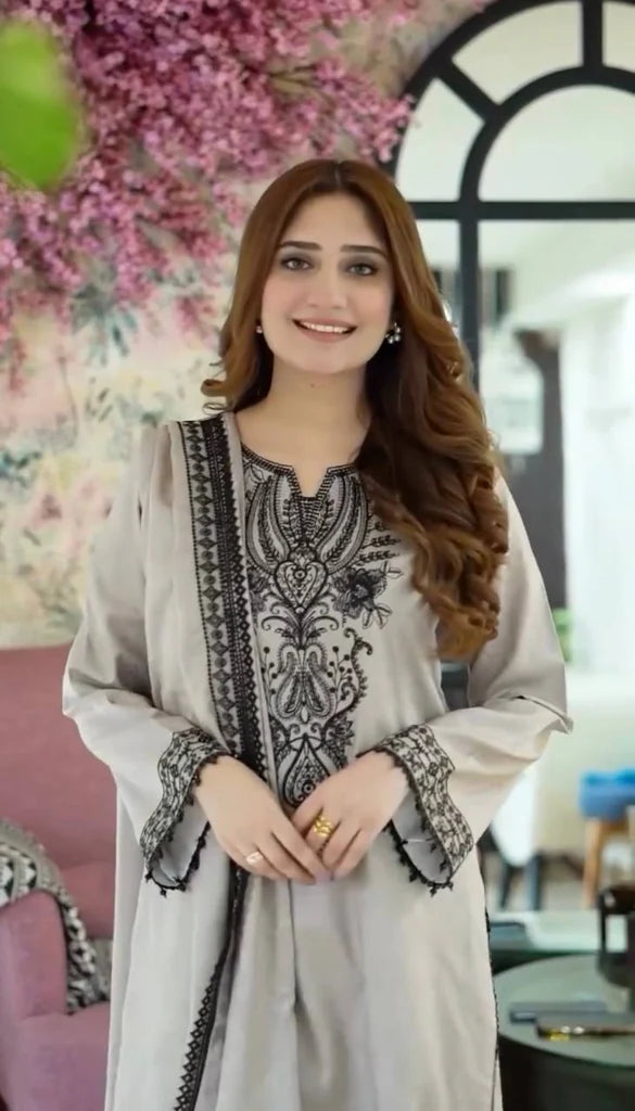 3 Piece Unstiched Embroidery Dhanak