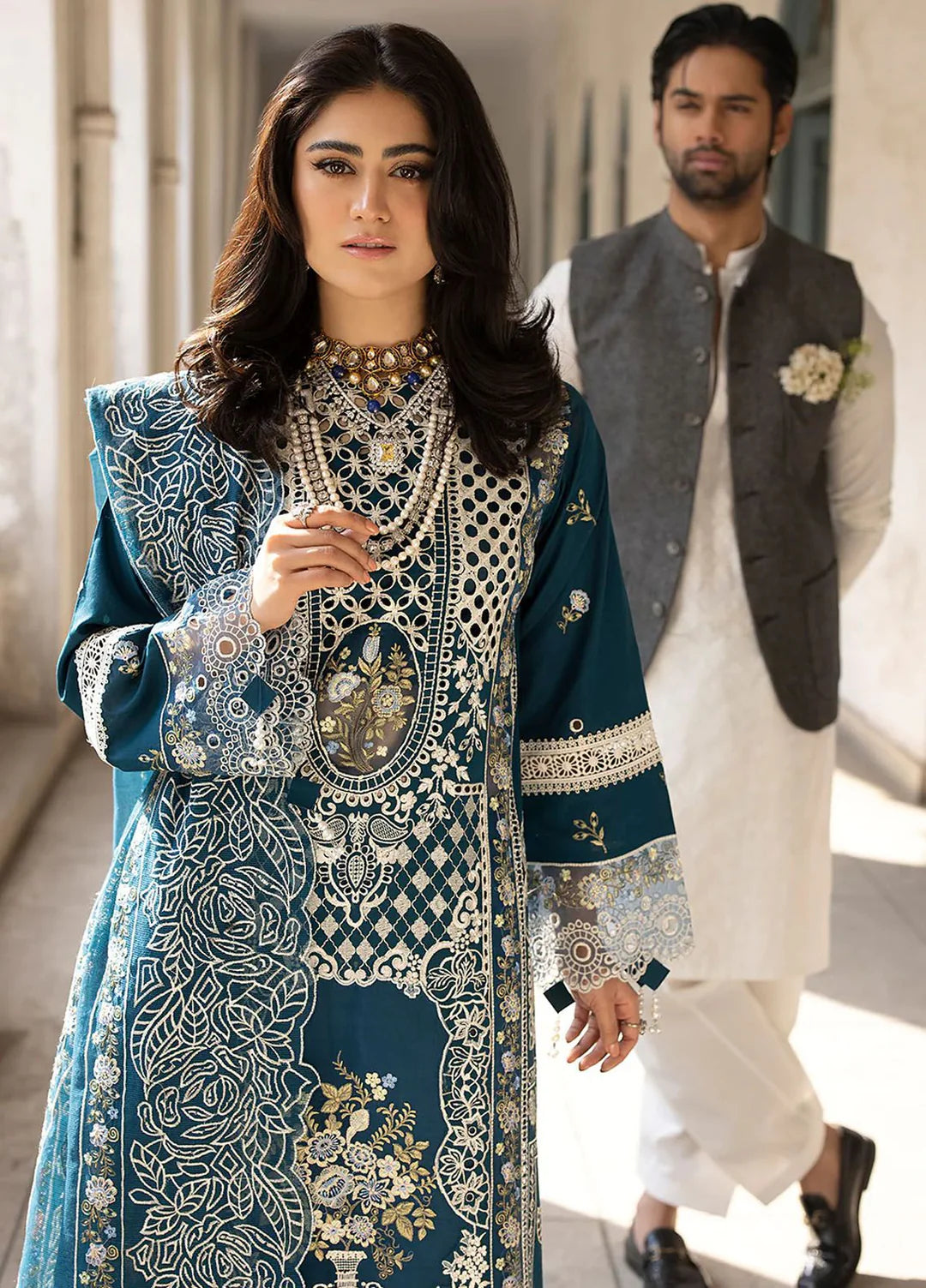 Mahrukh by Mahnur Embroidered Lawn Suits Unstitched 3 Piece MN24MK D7-A Serene - Summer Collection